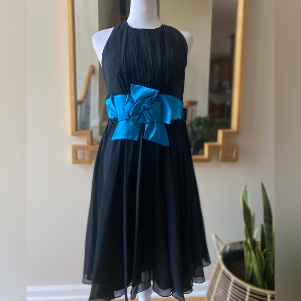 🆕 Muse Silk Dress with aqua blue bow